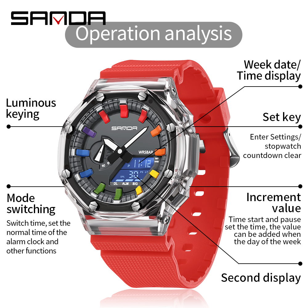 SANDA 3341 Jam Tangan LED Digi - Smartwatch Army Watches For Men ulasan dan harga